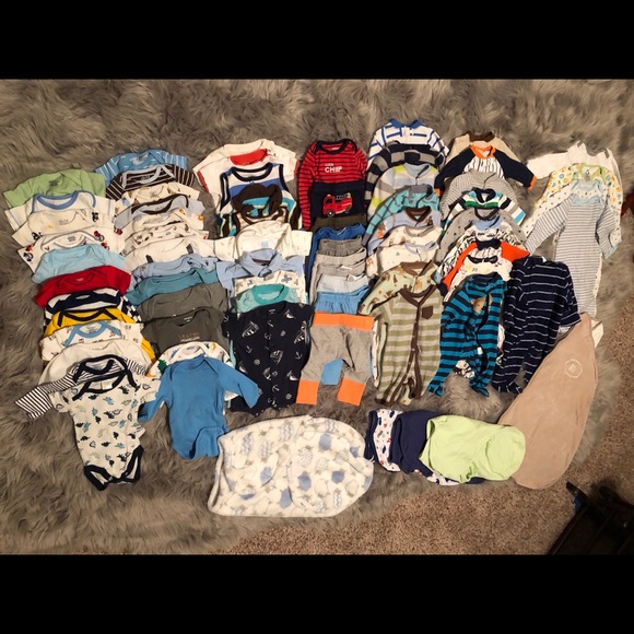 🎉SOLD🎉💙👶🏻Newborn/0-3 m boy 70 piece lot👶🏻💙 - Picture 2 of 5